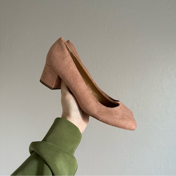Loft Nude Pink Suede Round Toe Block Heel Pump - Picture 2 of 10